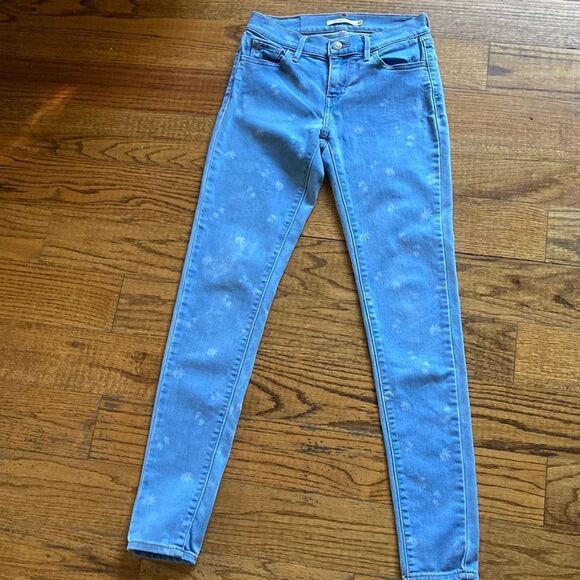 Levi’s 710 Super Skinny Palm Print Light Blue Jeans Size 26 - Picture 2 of 12